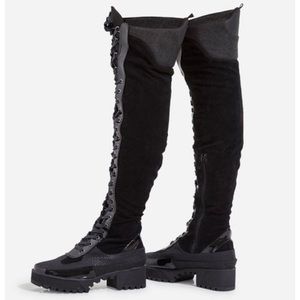 Thigh High Chunky Lace Up Boot